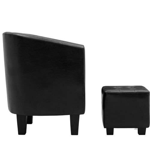 Fotelja od umjetne kože s osloncem za noge crna slika 5