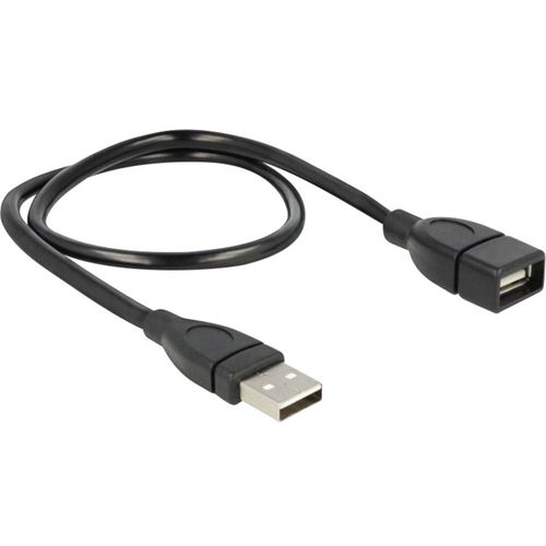 Delock USB 2.0  [1x muški konektor USB 2.0 tipa a - 1x ženski konektor USB 2.0 tipa a] 0.50 m crna fleksibilni kabel s dugim vratom Delock USB kabel USB 2.0 USB-A utikač, USB-A utičnica 0.50 m crna fleksibilni kabel s dugim vratom 83499 slika 1