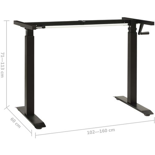 Podesivi okvir za radni stol s ručicom za rad stojeći crni slika 15