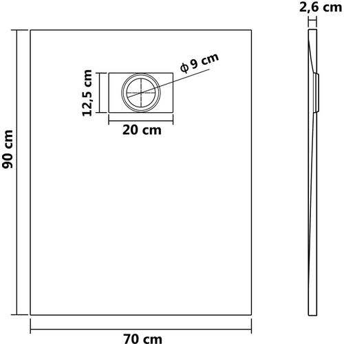 Kada za tuš SMC crna 90 x 70 cm slika 21