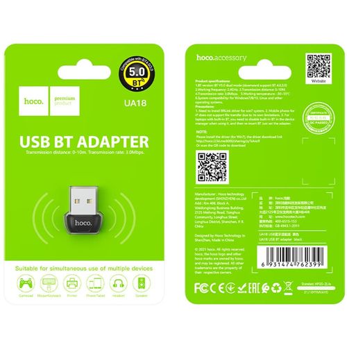 HOCO - OTG adapter (UA18) - USB-A na Bluetooth Plug &amp; Play - crni slika 6