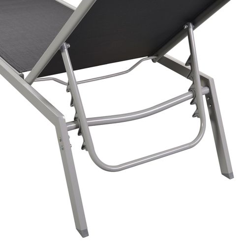 Ležaljke za sunčanje sa stolićem 2 kom čelik i tekstilen crne slika 22