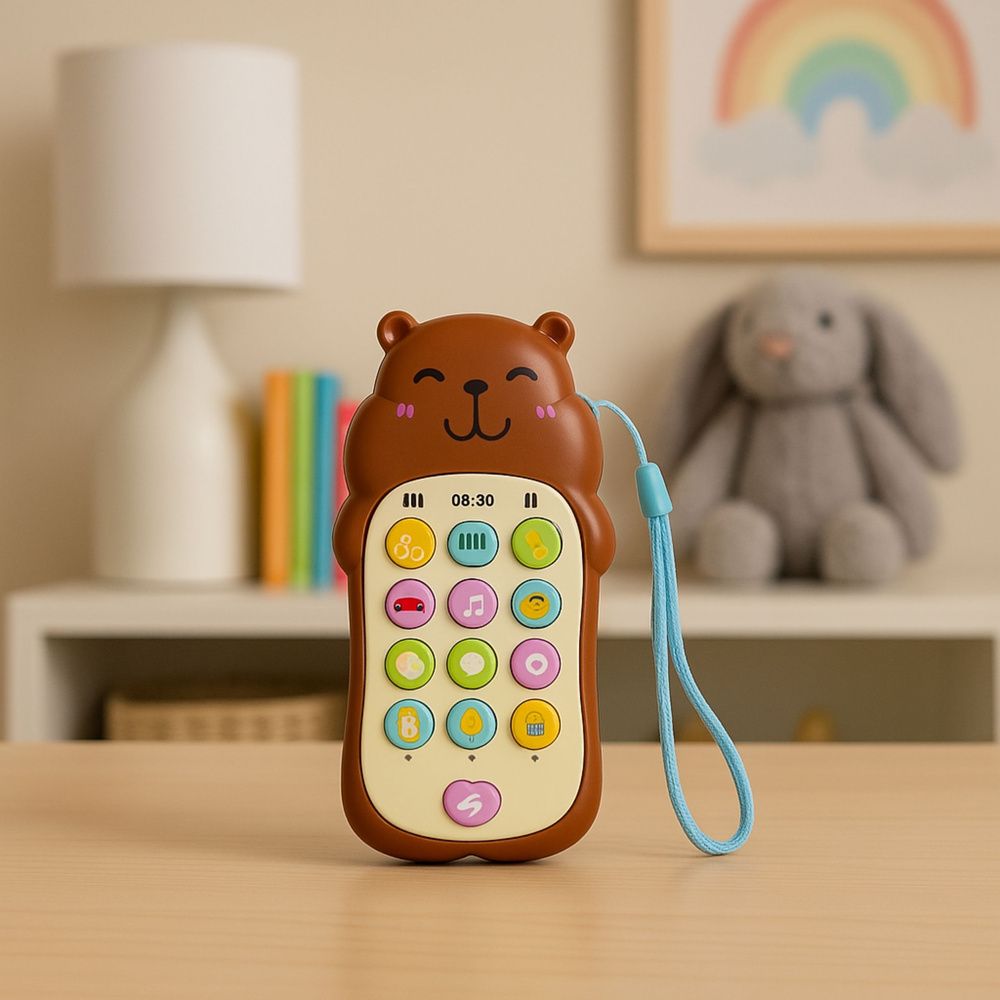 Dječja edukativna svjetla za telefon, zvukovi, melodije, Capybara Brown slika 5