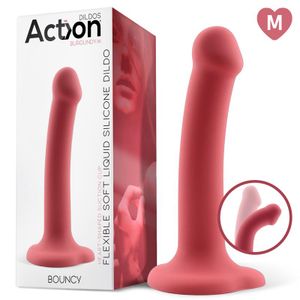 Action Bouncy Liquid Silicone Dildo 18cm - Roza