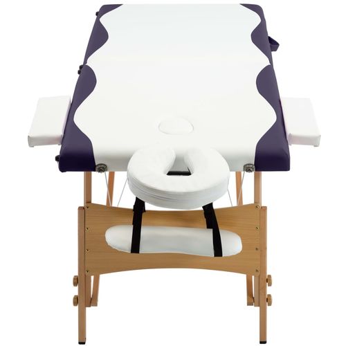 Sklopivi masažni stol s 2 zone drveni bijelo-ljubičasti slika 13