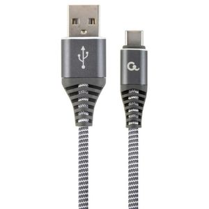 CC-USB2B-AMCM-2m-WB2 Gembird Premium cotton braided Type-C USB charging -data cable,2m, spacegrey/wh