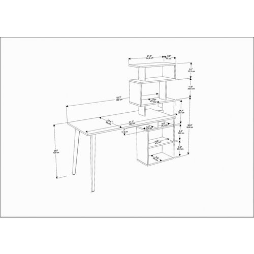 Vina - White White Study Desk slika 5