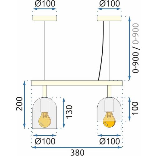 TOOLIGHT VISEĆA SVJETILJKA  APP1033-2C CRNA slika 8