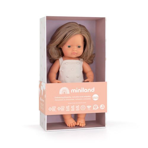 Miniland lutka dark blonde girl 38 cm Colourful slika 6