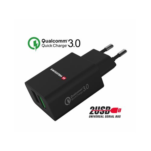 SWISSTEN punjač za AC220, 2xUSB, QUALCOMM 3.0, brzi, 23W, crni EOL slika 3