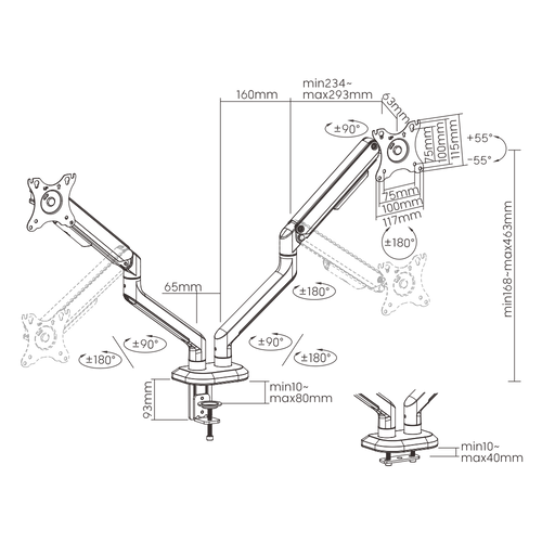 MOYE MONITOR ARM DOUBLE MONITOR slika 4