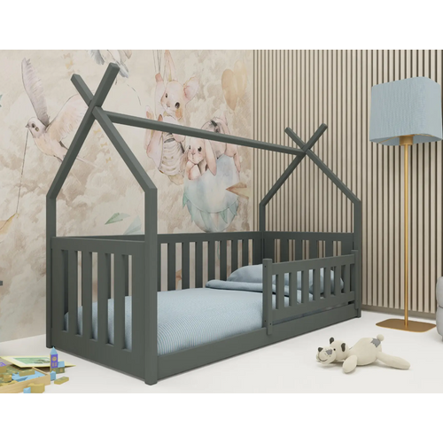 Drveni dječji krevet Bodzio - grafit - 160/180*80 cm slika 1