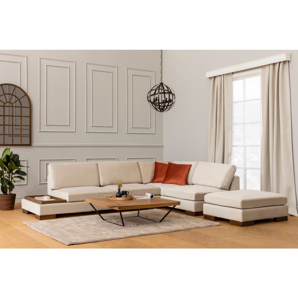Ugaona Sofa 'Tulip Corner Right' s Pufnom - Bež Boja slika 1