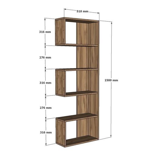 Woody Fashion Polica za knjige, Nebu - Sapphire Oak slika 4