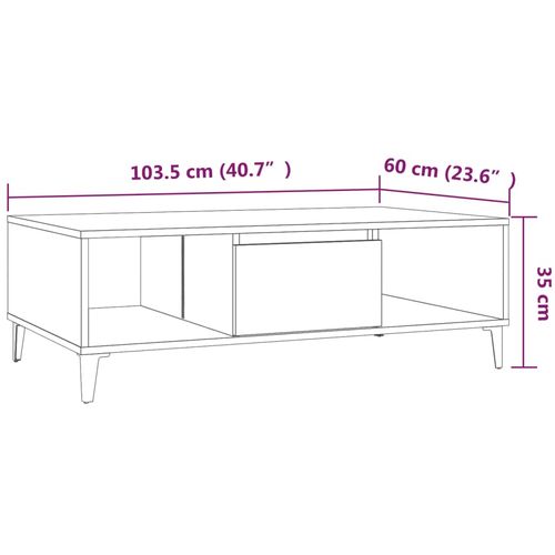 Stolić za kavu boja smeđeg hrasta 103,5 x 60 x 35 cm od iverice slika 16