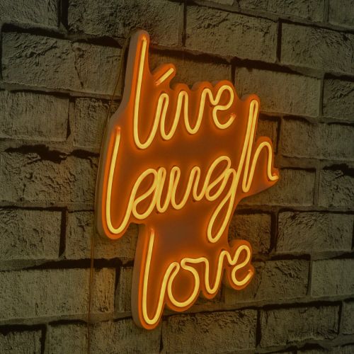 Wallity Ukrasna plastična LED rasvjeta, Live Laugh Love - Yellow slika 9