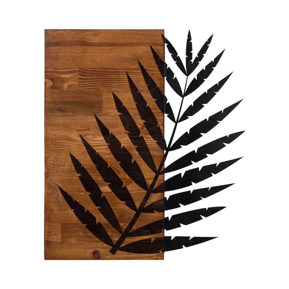 Leaf3 Metalni Ukras Crni Orah - Dekorativni Drveni Zidni Dodatak slika 4