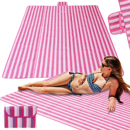 XXL prostirka za plažu 200x200cm roza slika 1