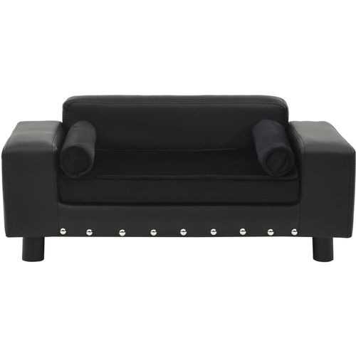 Sofa za pse crna 81 x 43 x 31 cm od pliša i umjetne kože slika 53