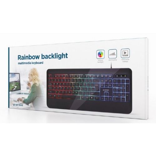 KB-UML-03 Gembird Rainbow multimedijalna tastatura sa pozadinskim osvetljenjem, US layout USB slika 4