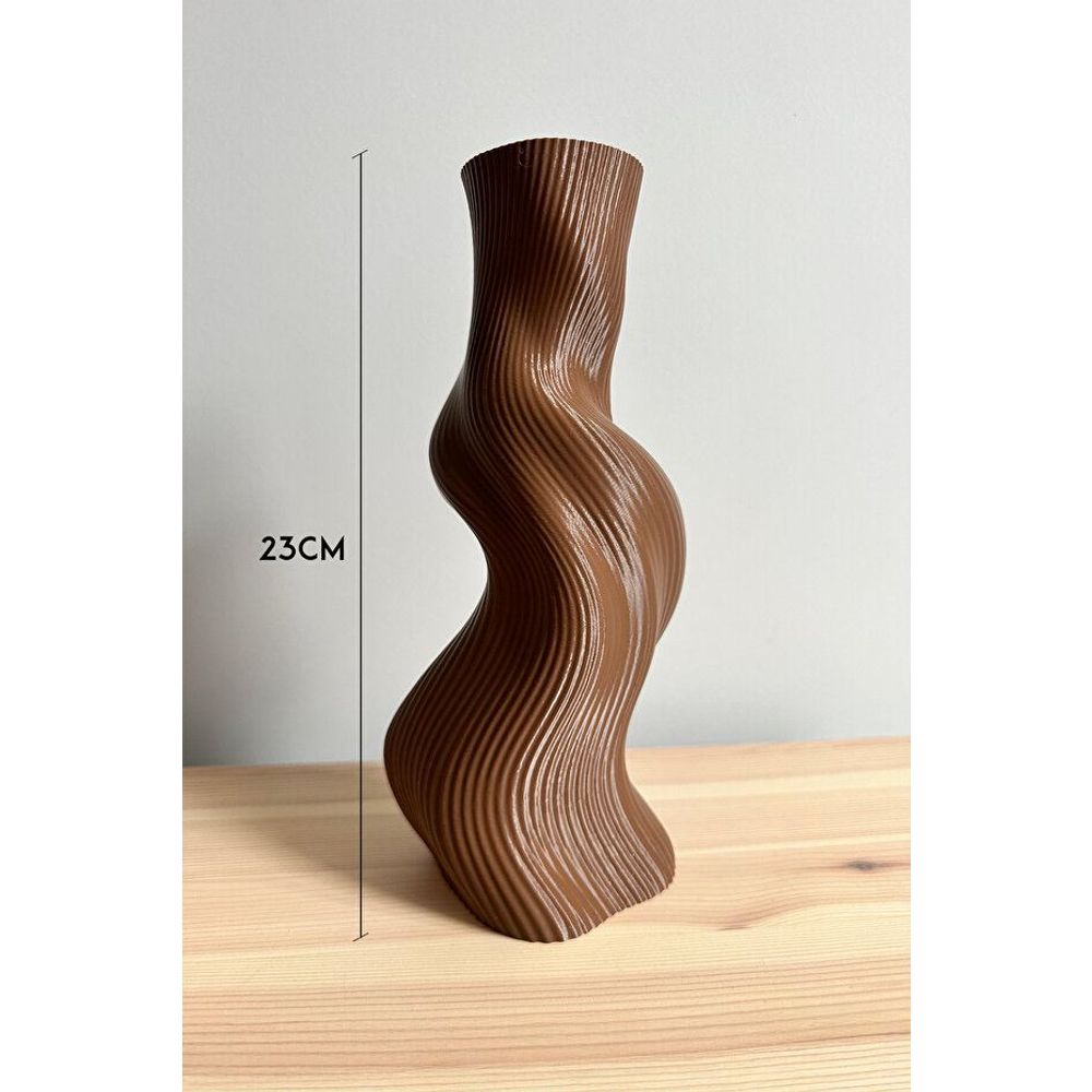 Decorative vase Wave, colour: brown slika 4