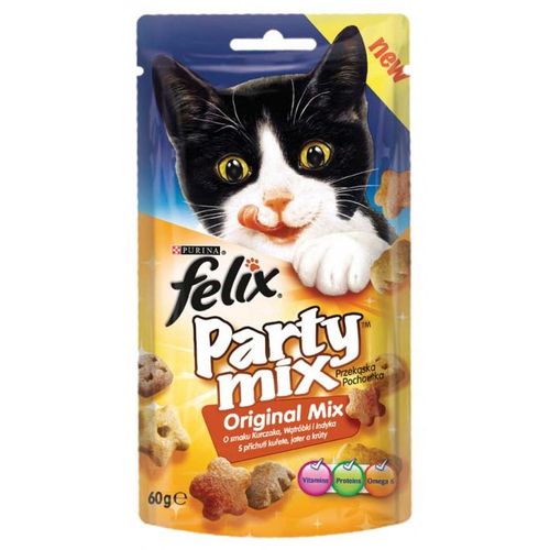 Felix Party Mix Original, poslastica s okusom piletine, jetrice i puretine, 60 g slika 1