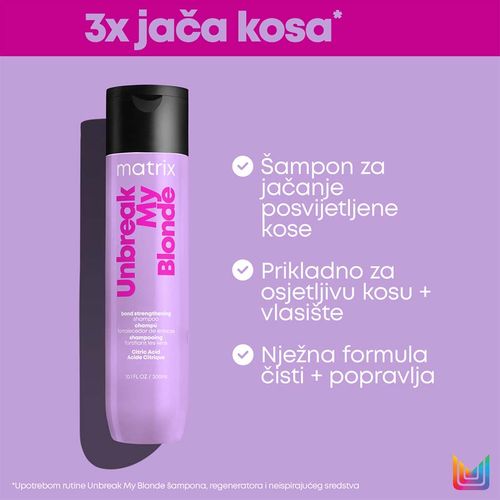 Matrix Unbreak My Blonde Šampon Za Blond Kosu 300ml slika 2