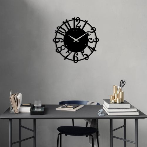 Wallity Ukrasni metalni zidni sat, Metal Wall Clock 15 - Black slika 2