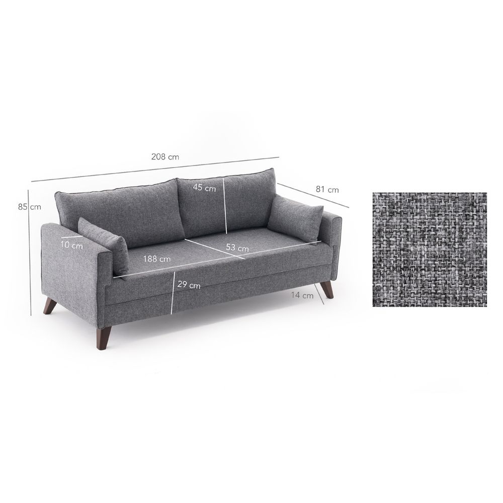 Bella Sofa Bed - Siva Trojka na Razvlačenje slika 7