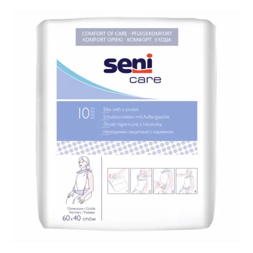 Seni Care - jednokratne pozračne maramice s džepom (podbradnjak) 100kom slika 1