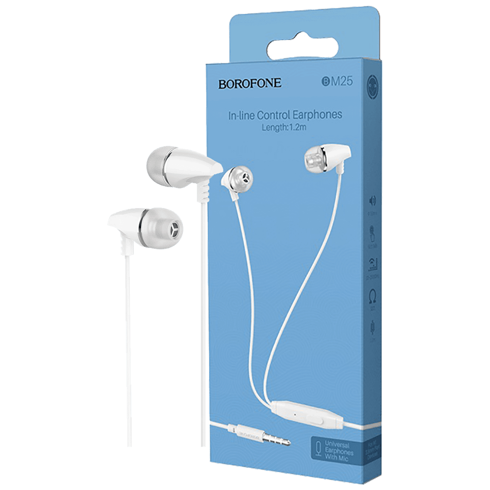 Borofone Slušalice sa mikrofonom, 3.5 mm,dužina kabela 1.2 met,bijela - BM25 Sound edge slika 1