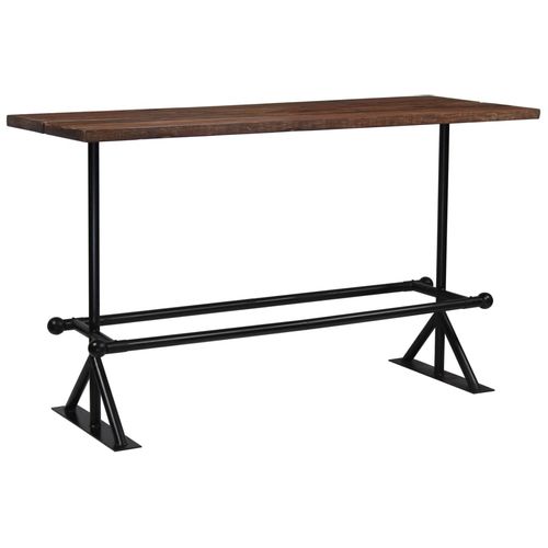 Barski stol od masivnog obnovljenog drva 180x70x107 cm tamno smeđi slika 10