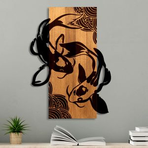 Fish Yang WalnutBlack Decorative Wooden Wall Accessory