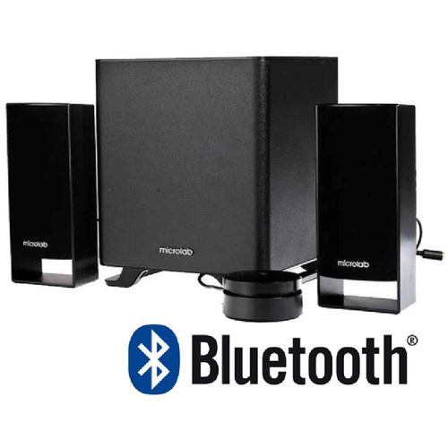 Microlab M600BT Aktivni drveni zvucnici 2.1 40W RMS(16W,2x12W) BLUETOOTH k-daljinski, 3.5mm CRNI slika 2