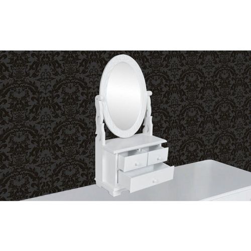 Toaletni Stol s Ovalnim Nagibnim Ogledalom MDF slika 6