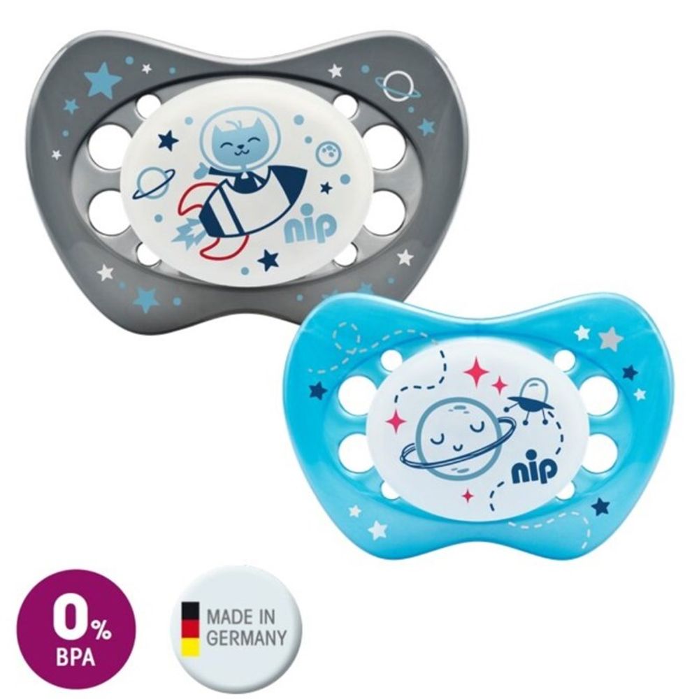 nip® Duda varalica Night 0-6mj (veličina 1) - Silikon, 2kom Plava, Siva slika 1