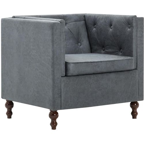 2-dijelni set sofa Chesterfield s presvlakom od tkanine sivi slika 5