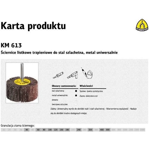 Klingspor brusna lamelasta brusilica s trnom KM613 30mm x 15mm x 6mm, granulacija 80 slika 1