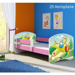 Dječji krevet ACMA s motivom, bočna roza 180x80 cm 29-aeroplane