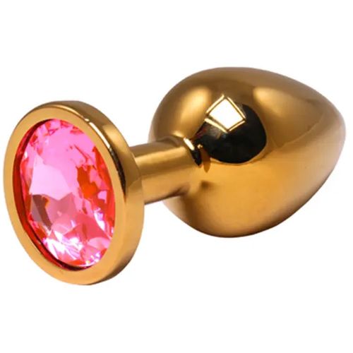 Srednji zlatni analni dildo sa rozim dijamantom slika 1
