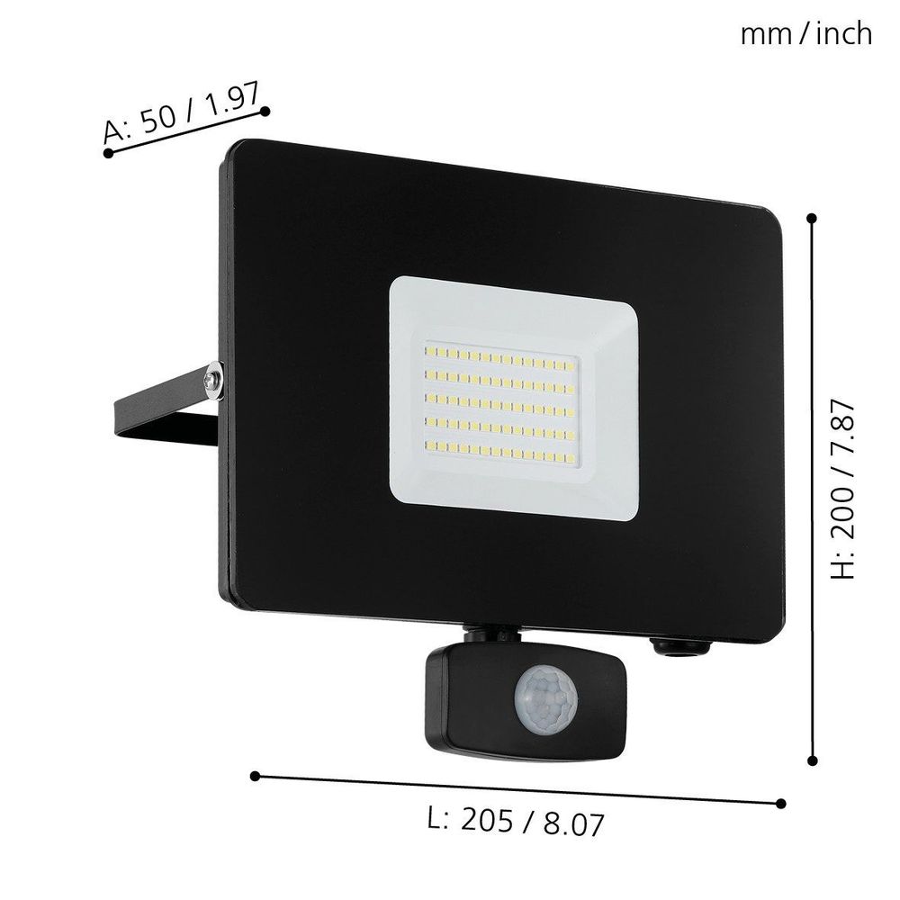 Eglo Faedo 3 Vanjski Reflektor sa Senzorom, LED, 50W, Crna slika 5