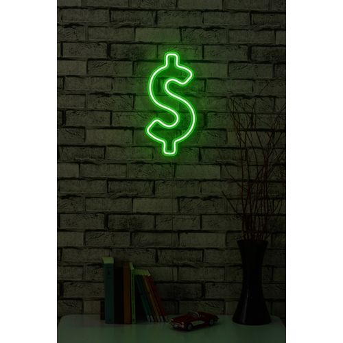 Wallity Ukrasna plastična LED rasvjeta, Dollar Sign - Green slika 12