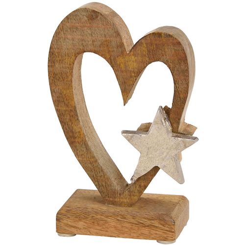 Viter Srce sa zvezdicom mango wood/metal 10x6x15cm slika 1