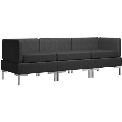 3-dijelni set sofa od tkanine crni slika 2