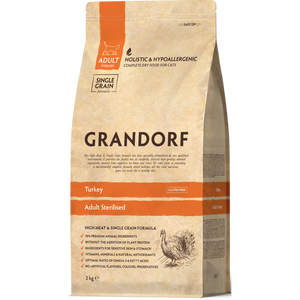 Grandorf Cat Adult Sterilised Ćuretina &amp; Smeđi Pirinač 2kg