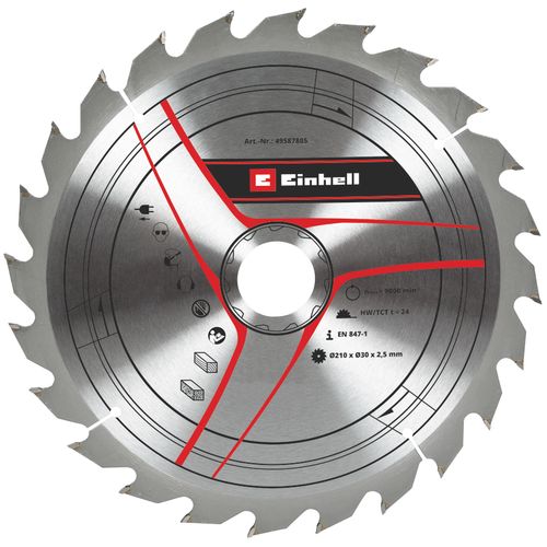 Einhell Pribor za stacionarne testere Set reznih listova 3 kom 210x30 T24/42/60 slika 4