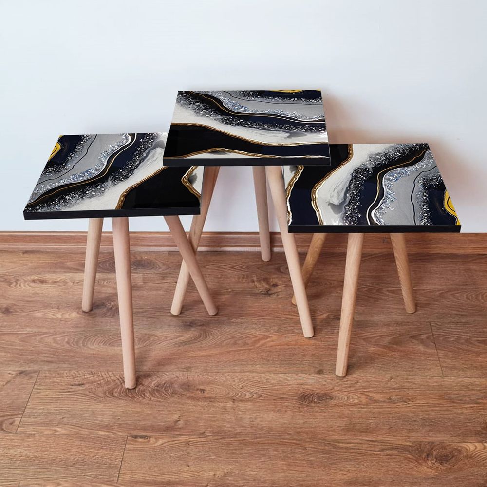 Nesting Table 3Shp285 - Set od 3 komada u bijeloj, crnoj i sivoj boji slika 1