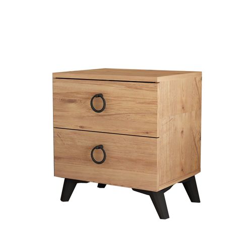 Artes - Noćni stočić Black Nightstand, Atlantic Pine/Beli Atlantic Pine slika 3