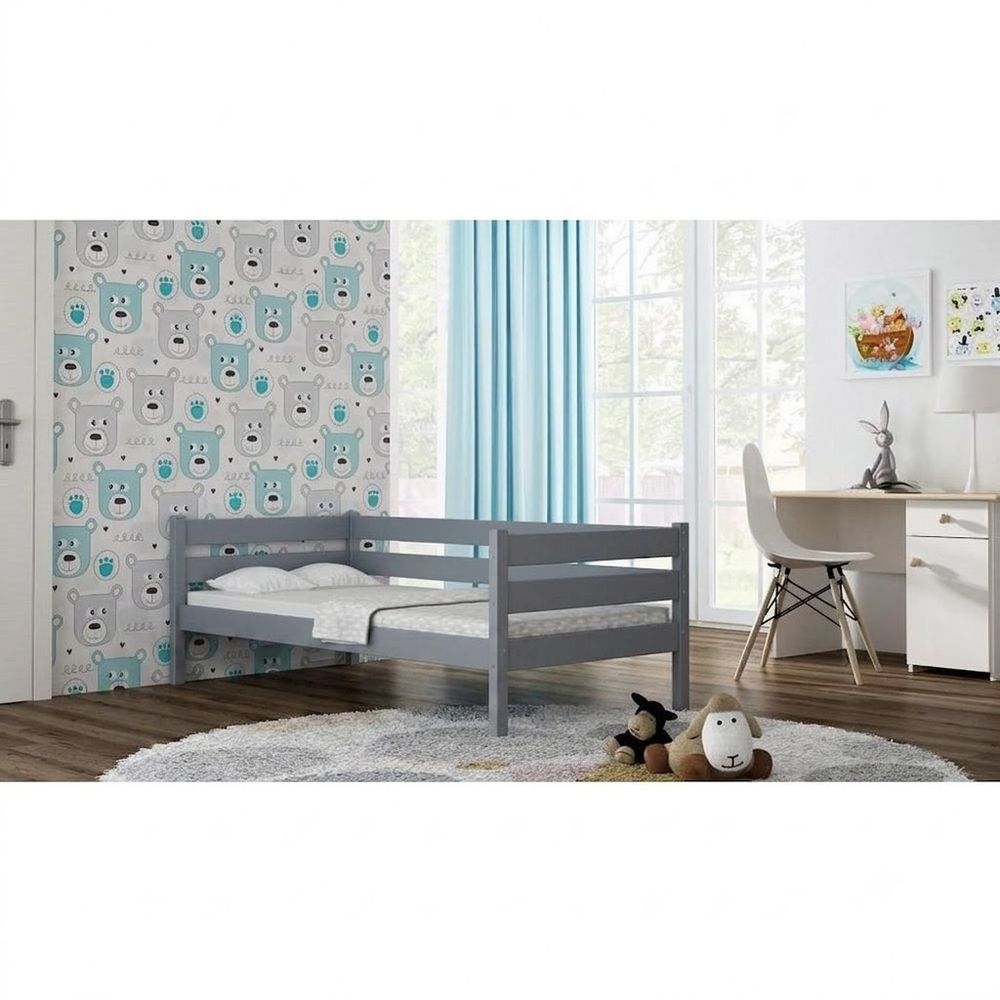 Drveni dječiji krevet Karo Z, Sivi - 200x90 cm slika 1