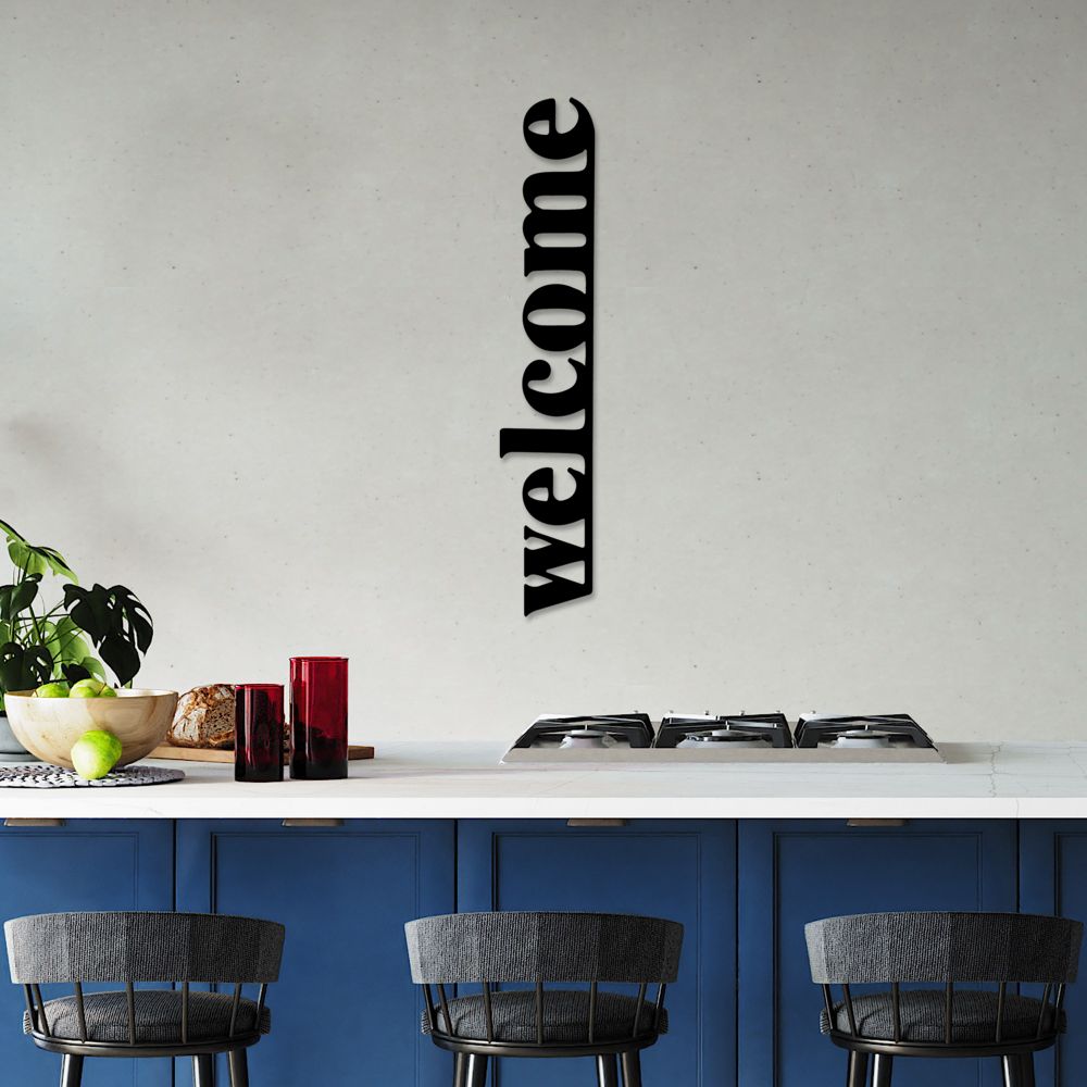 Decorative metal wall accessory Welcome-5, colour: black slika 3